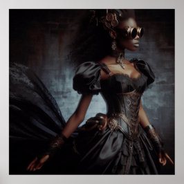 Steampunk Vintage Viktorianische Lady Black Raven Poster