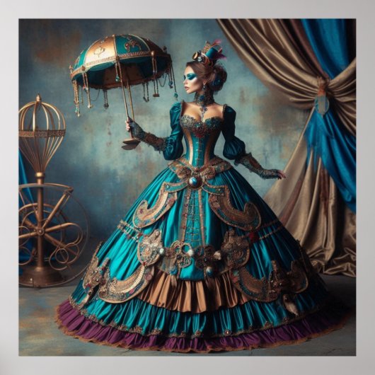 Steampunk Vintage Viktorianische Lady Circus Perfo Poster (Vorne)