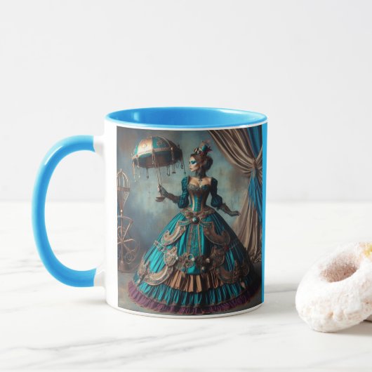 Steampunk Vintage Viktorianische Lady Circus Perfo Tasse (Mit Donut)