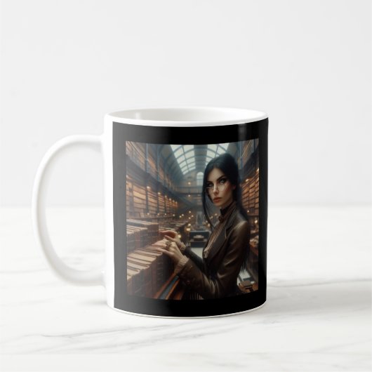 Steampunk Vintage Viktorianische Lady Librarian Kaffeetasse (Links)