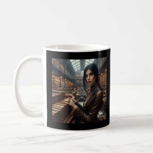 Steampunk Vintage Viktorianische Lady Librarian Kaffeetasse (Links)