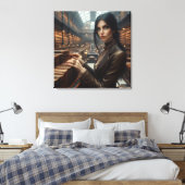 Steampunk Vintage Viktorianische Lady Librarian Leinwanddruck (Insitu (Schlafzimmer))