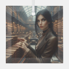 Steampunk Vintage Viktorianische Lady Librarian Ornament Aus Glas