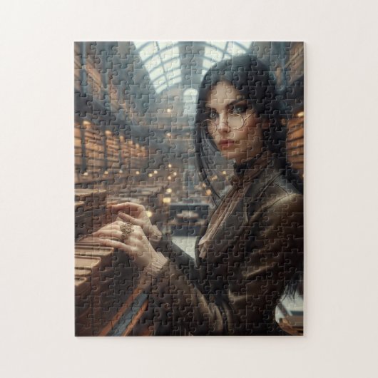 Steampunk Vintage Viktorianische Lady Librarian Puzzle (Vertikal)