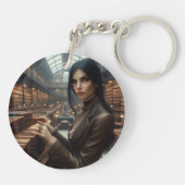 Steampunk Vintage Viktorianische Lady Librarian Schlüsselanhänger (Rückseite)