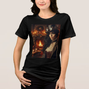 Steampunk Vintage Viktorianische Lady Weihnachten  Tri-Blend Shirt