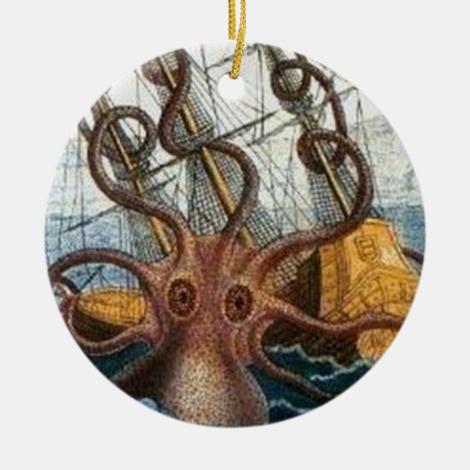 Steampunk Vintage viktorianische riesige Kraken Keramikornament (Vorne)