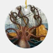 Steampunk Vintage viktorianische riesige Kraken Keramikornament (Hinten)