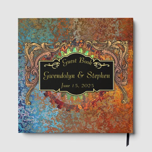 Steampunk Vintage Wedding Personalisiert Gästebuch (Rückseite)