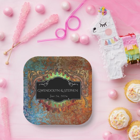 Steampunk Vintage Wedding Personalisiert Pappteller (Party)