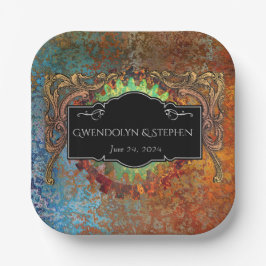 Steampunk Vintage Wedding Personalisiert Pappteller