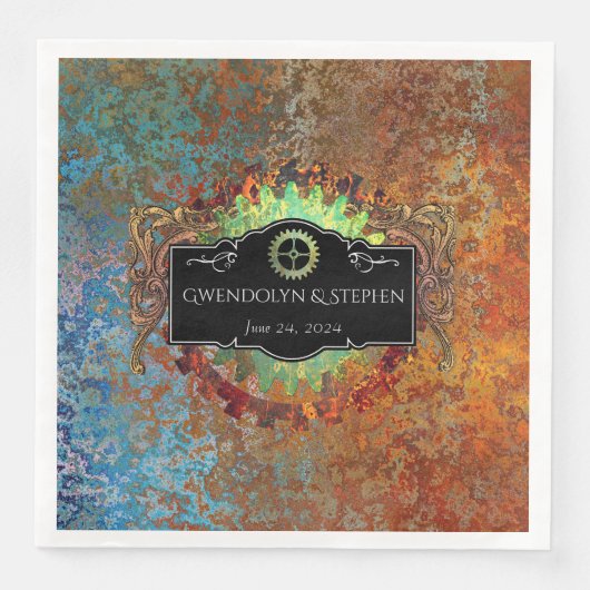Steampunk Vintage Wedding Personalisiert Serviette (Vorderseite)