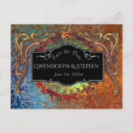 Steampunk Vintage Wedding "Save the Date" Postkarte