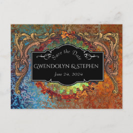 Steampunk Vintage Wedding "Save the Date" Postkarte