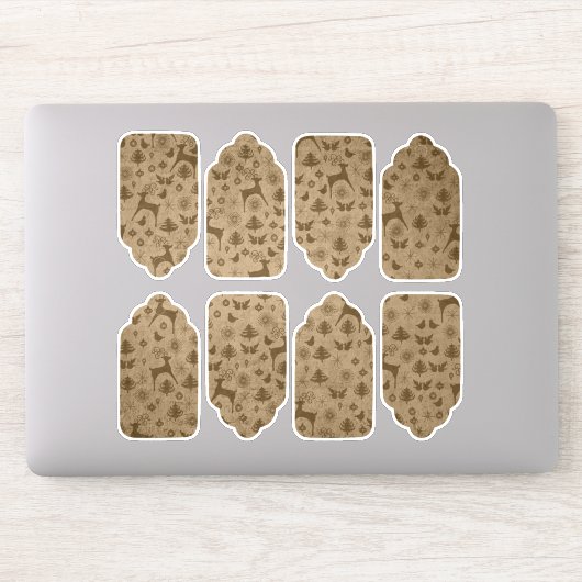 Steampunk Vintage Weihnachten Rustic Kraft Gift Ta Aufkleber (Computer)