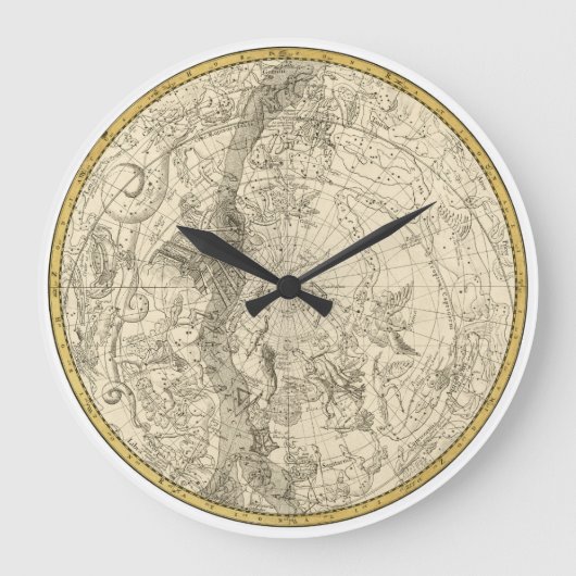 Steampunk Vintage Weltkarten-Wand-Uhr Große Wanduhr (Vorderseite)