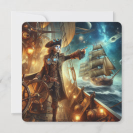 Steampunk Vintager Viktorianischer Ozeanraum Einladung