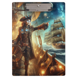 Steampunk Vintager Viktorianischer Ozeanraum Klemmbrett