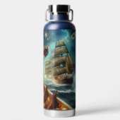 Steampunk Vintager Viktorianischer Ozeanraum Trinkflasche (Rückseite)