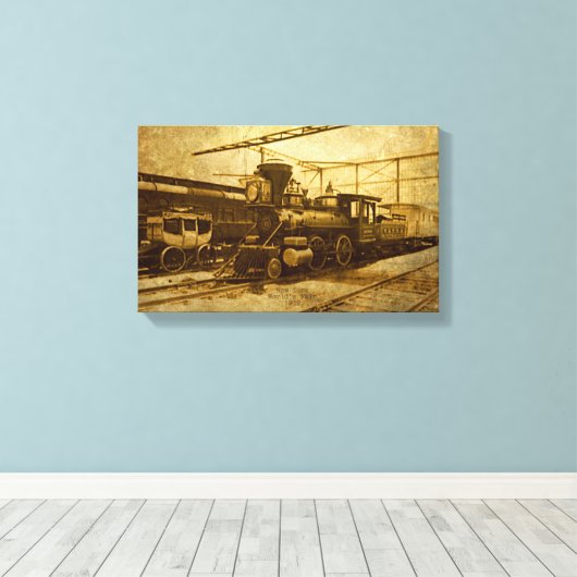Steampunk-Vintager Zug auf Leinwand (Insitu (Holzboden))