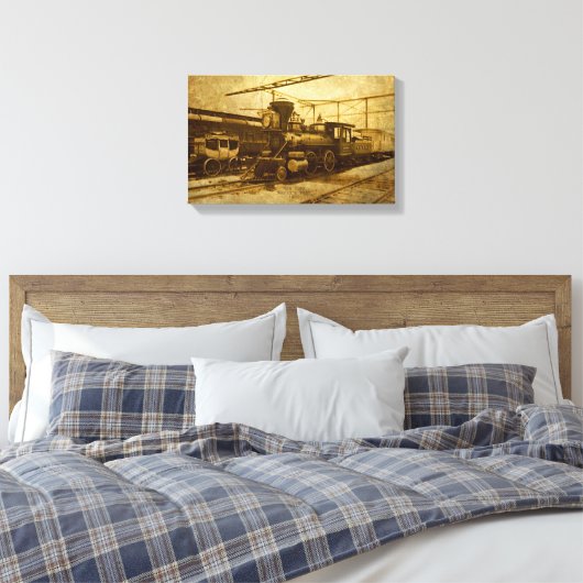 Steampunk-Vintager Zug auf Leinwand (Insitu (Schlafzimmer))