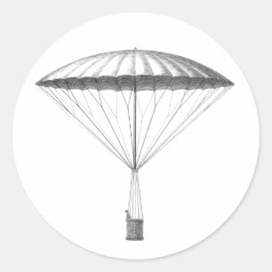 Steampunk Vintages Heißluft-Ballon-Zeichnen Runder Aufkleber