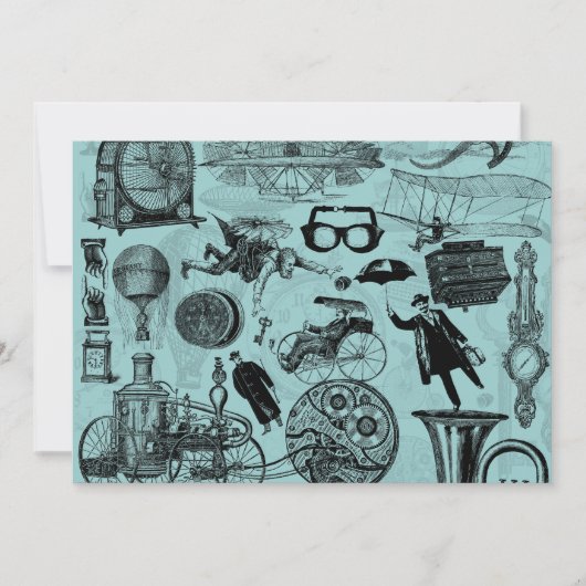 Steampunk Vintages Party Einladung (Vorderseite)