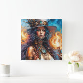 Steampunk Voodoo Queen 1 Quadratische Wanduhr (Zuhause)