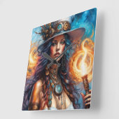 Steampunk Voodoo Queen 1 Quadratische Wanduhr (Winkel)