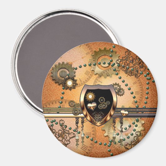 Steampunk, wahres Schild mit Herzen Magnet (Vorderseite/Rückseite)