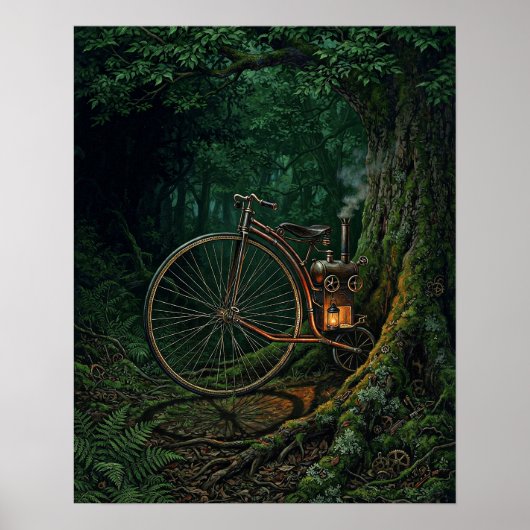 Steampunk-Wald-Kunstposter Poster (Vorne)