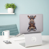 Steampunk Wallaby Transparent Sticker (Laptop auf Schreibtisch)