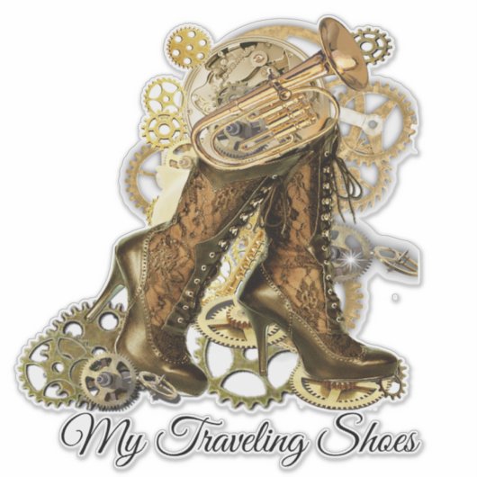 Steampunk-Wanderschuhe Aufkleber (Vorderseite)