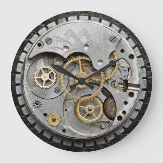 SteamPunk Wanduhr, silberne Uhr, Acryluhr Große Wanduhr