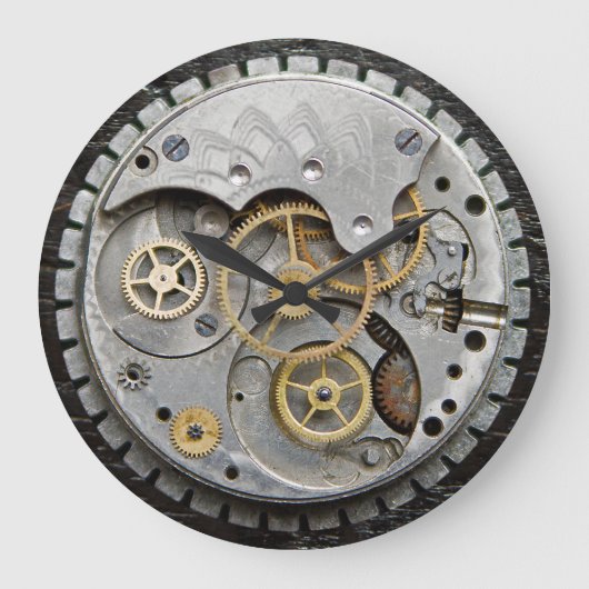 SteamPunk Wanduhr, silberne Uhr, Acryluhr Große Wanduhr (Vorderseite)
