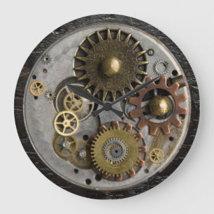 SteamPunk-Wanduhr, Stahl-Uhr, Acryl-Uhr Große Wanduhr