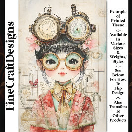 Steampunk Watercolor Asian Girl BH9 Decoupage Seidenpapier