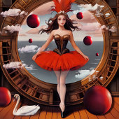 Steampunk Watercolor Ballerina Backpack Gepäckanhänger