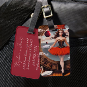 Steampunk Watercolor Ballerina Backpack Gepäckanhänger