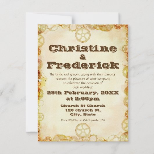 Steampunk Wedding, 4.25"x5.5" Einladung (Vorderseite)