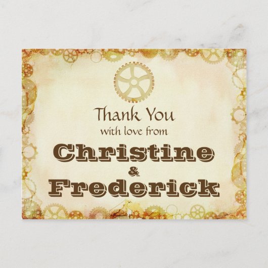 Steampunk Wedding, danke Postcard. Postkarte (Vorderseite)