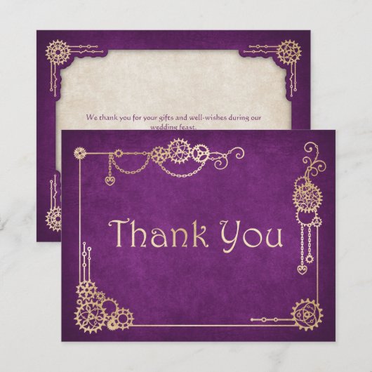 Steampunk Wedding Dankeskarte (Vorne/Hinten)
