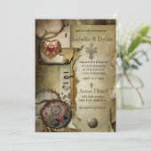 Steampunk Wedding Einladung (Stehend Vorderseite)
