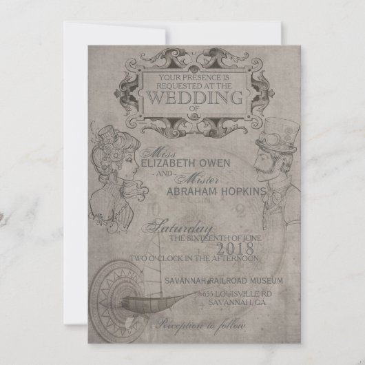 Steampunk Wedding Einladung (Vorderseite)