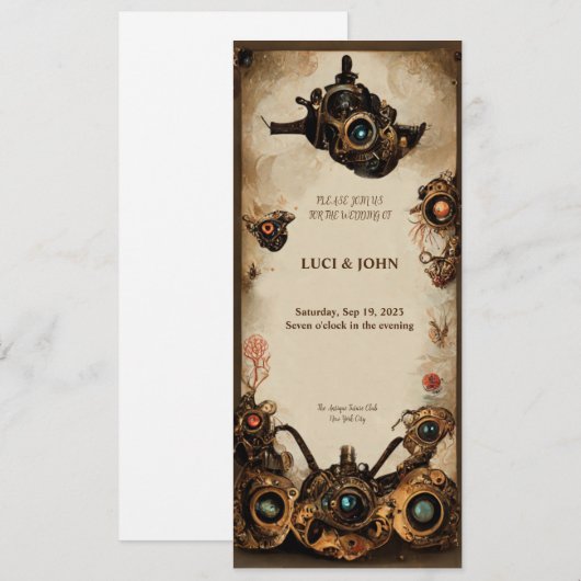 Steampunk Wedding Einladung (Vorne/Hinten)