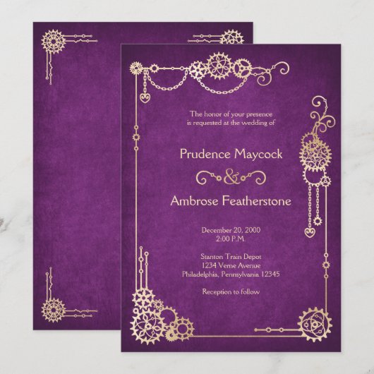 Steampunk Wedding Einladung (Vorne/Hinten)