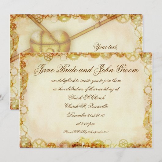 Steampunk Wedding, Einladung (Vorne/Hinten)
