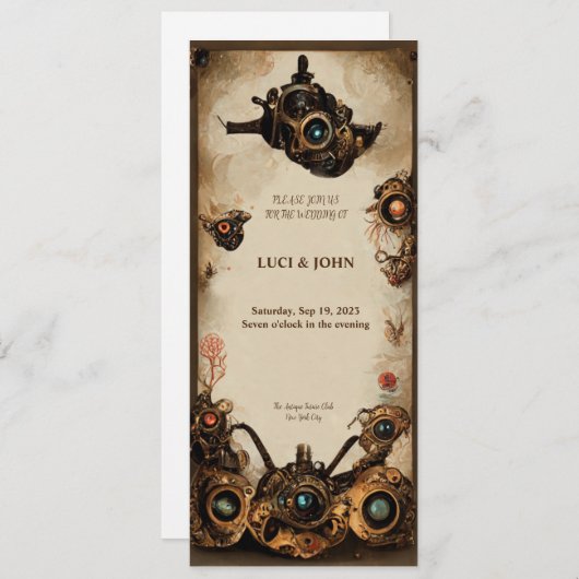 Steampunk Wedding Einladung (Vorne/Hinten)