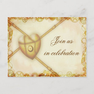 Steampunk Wedding, Einladung Postkarte