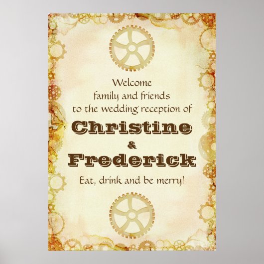 Steampunk Wedding, Empfang Begrüßungspposter Poster (Vorne)